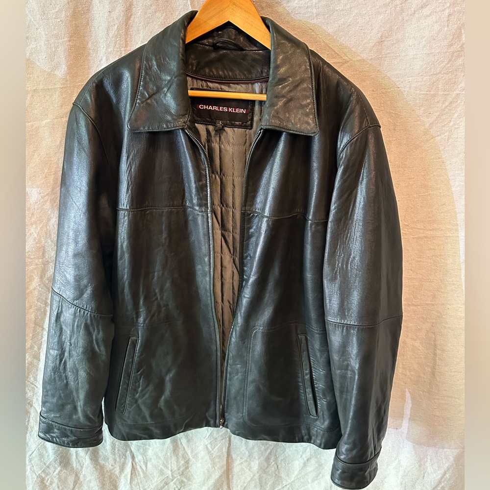 Charles Klein men’s large brown leather jacket